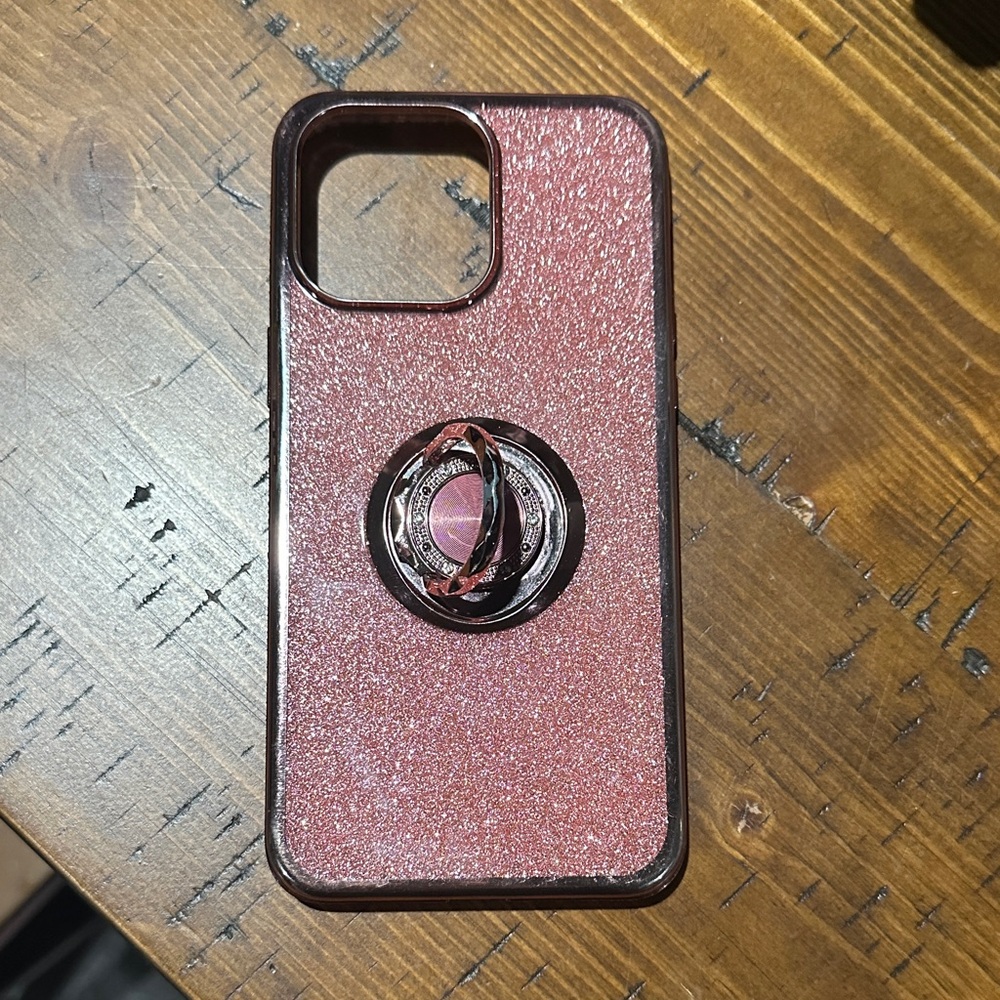 Glittery Pink Phone Case with Ring Holder iPhone 14 Pro Max